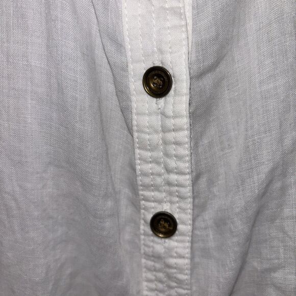 Burberry Brit White NovaCheck Tunic Top 3/4 Roll Tab Sleeve Ramie Blouse XL - Picture 12 of 14